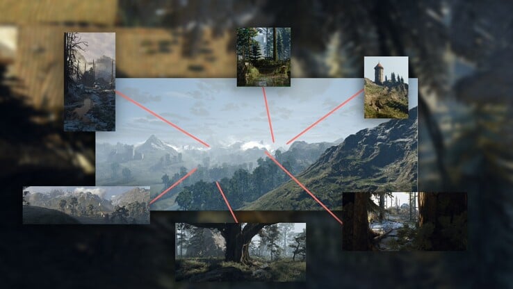 显示《荒野猎魔》不同区域的图片。(图片来源：Aeltoth - Nexus Mods）