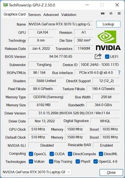 GPU-ZGeForce RTX 3070 Ti