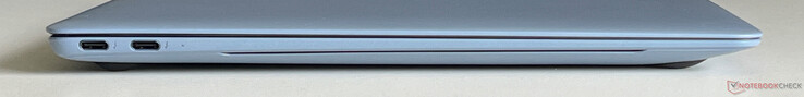 左：2x USB-C 4.0，带 Thunderbolt 4（40 Gbit/s）、DisplayPort、Power Delivery