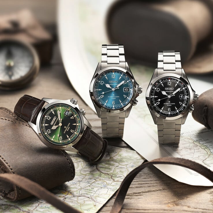 从左到右依次为精工 Prospex Alpinist SPB507、SPB503 和 SPB505。(图片来源：精工）