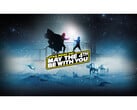 Steam 星战日促销的宣传图片，达斯-瓦德和卢克-天行者正在进行光剑大战，上面有宣传文字（图片来源：Steam）。