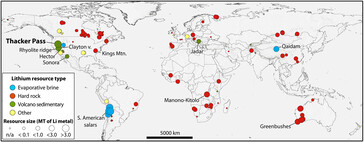 全球锂矿床地图显示了萨克尔通道发现的重要性