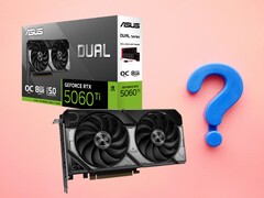除 VRAM 大小外，RTX 5060 Ti 8 GB 与 RTX 5060 Ti 16 GB 的规格相同。(图片来源：华硕，Unsplash 编辑）