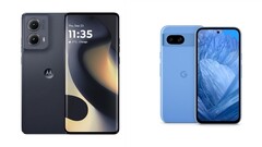 摩托罗拉 Edge 2024 仅有黑色可选，而 Pixel 8a 则有包括 Bay（蓝色）在内的四种颜色。(图片来源：摩托罗拉、谷歌--已编辑）。