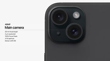 Apple 更新了 iPhone 15 和 15 Plus 的主摄像头规格。(图片来源： )Apple