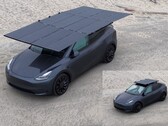Dartsolar 为电动汽车设计的 2000 瓦折叠式太阳能充电车顶架原型。(图片来源：Dartsolar）