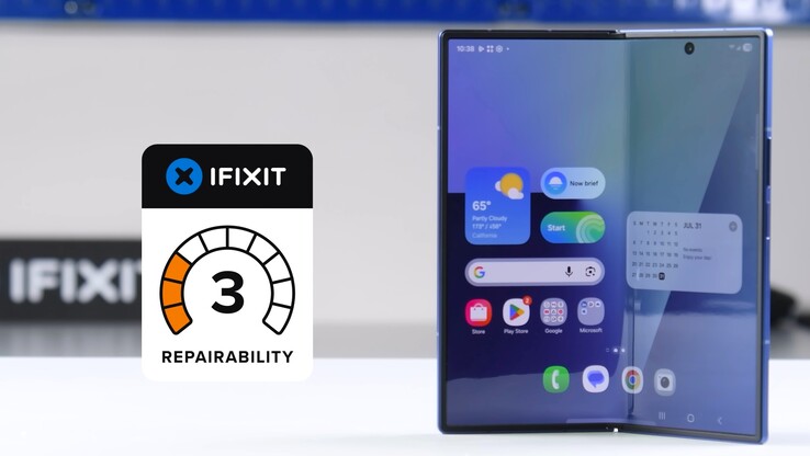 在 iFixit 网站上，三星Galaxy Z Fold 7 的可修复性仅为 3 分（满分为 10 分）。
