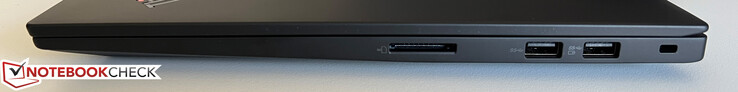 右侧SD 读卡器、2 个 USB-A 3.2 Gen. 1（5 GBit/s，1 个供电）、Kensington Nano 安全插槽