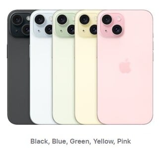 iPhone 15。(图片来源：Apple)