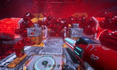 Astrometica Steam 截图显示了一座被红色粘液覆盖的建筑