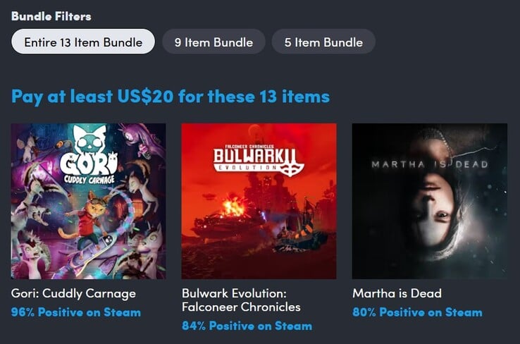 装饰图片。支付 20 美元即可获得全部 13 款游戏（图片来源：Humble Bundle）