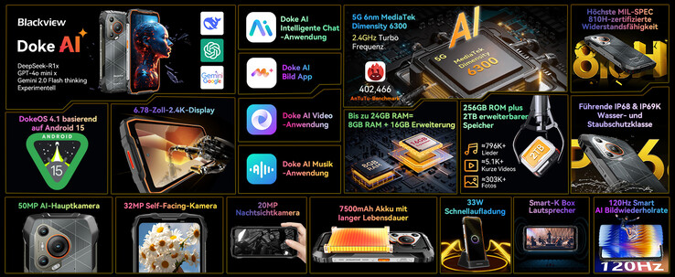 BL7000 采用基于Android 15 的 DokeOS 4.1 操作系统（图片来源：Blackview）。