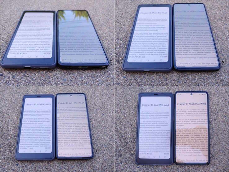 Kaleido 与 OLED（约 550 尼特）。遮蔽午后阳光。