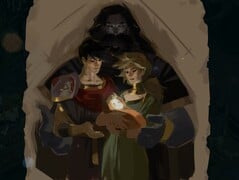 图为Melinoë 为家人保存的一幅不完整的画（图片来源：Supergiant Games）