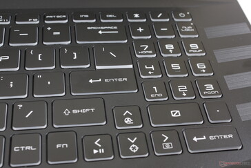 请注意，方向键和数字键盘的尺寸比QWERTY主键小。