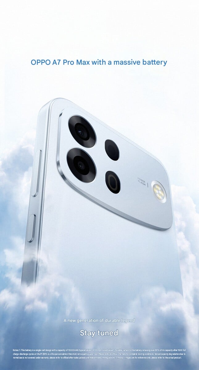 OPPO A7 Pro Max即将上市，配备10,000mAh电池