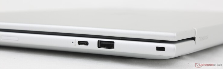 右侧USB-C w/ DisplayPort 1.4 + Power Delivery (10 Gbps)、USB-A (5Gbps)、安全锁、Nano-SIM（可选）。