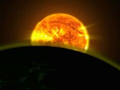 一幅描绘太阳和地球的艺术插图。