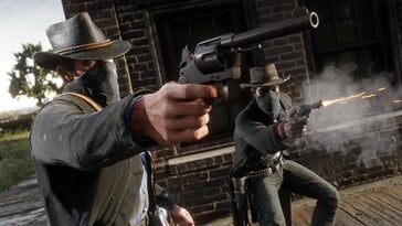 亚瑟-摩根（Arthur Morgan）和莱尼-萨默斯（Lenny Summers）在《救赎 2》中的照片。