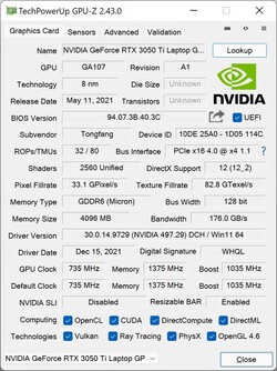 GPU-ZGeForce RTX 3050 Ti