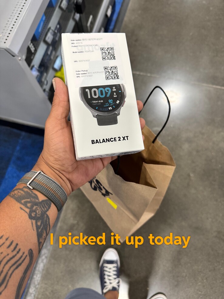 Amazfit Balance 2 XT 智能手表的订单正在被用户履行，这一点已在 Reddit 上得到证实（上图为用户图片）。(图片来源：u/AndrePDX via Reddit）