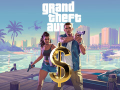 带有杰森、露西娅和美元符号的《GTA 6》插图（图片来源：Rockstar Games，有编辑）