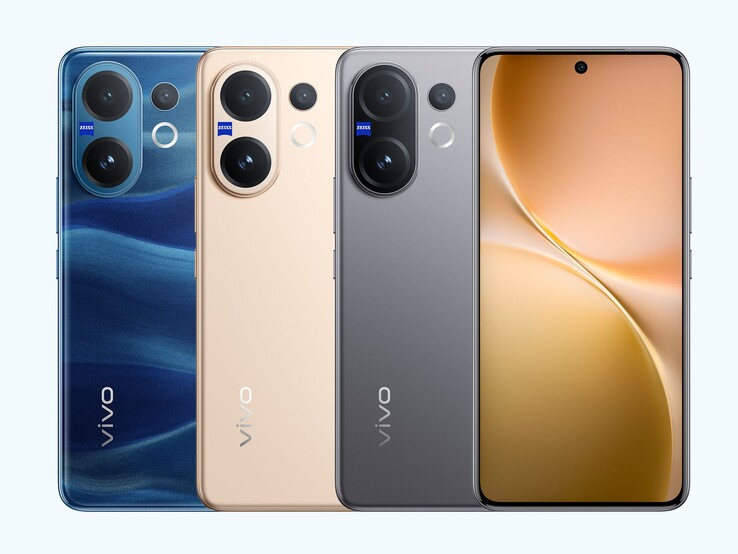 vivo V60 智能手机有迷雾灰、月光蓝和吉祥金三种配色（图片来源：vivo）