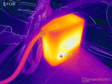 运行高负荷时,交流适配器的温度可达 49 C 以上