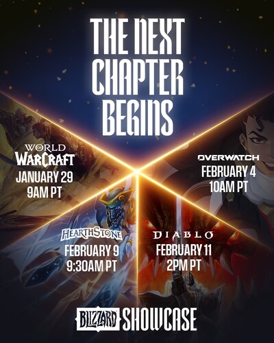 2026 年路线图:暴雪即将举行的《和风》、《守望先锋》、《炉石传说》和《暗黑破坏神》展示会的日期。(图片来源:暴雪)