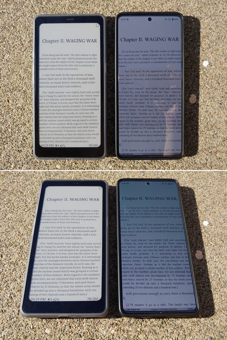 Kaleido 与 OLED（约 1,200 尼特）。午后阳光直射。