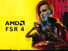 带有 AMD FSR 4 徽标的《赛博朋克 2077》角色（图片来源：CD Projekt Red 提供的《赛博朋克 2077》官方图纸编辑）：使用来自 CD Projekt Red 的《赛博朋克 2077》官方图片编辑)
