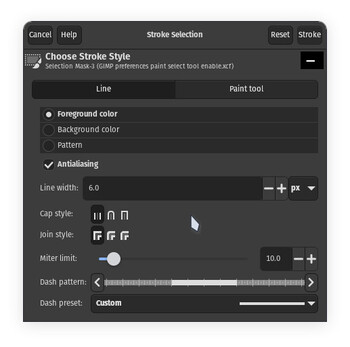 新版 GIMP 3.0 的笔触选择窗口拥有精致的用户界面和一些新的笔触选项。(图片来源：Julian van der Merwe / Notebookcheck）