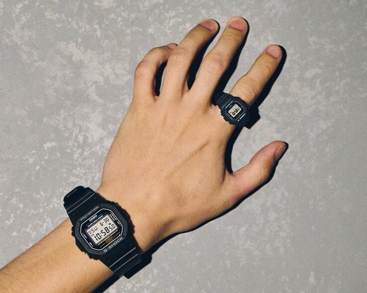 Nano 戒指的尺寸约为普通 G-Shock 的十分之一。(图片来源：卡西欧）