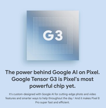 谷歌张量 G3 的市场宣称。(来源：谷歌）