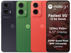Moto G35 5G 有树叶绿、午夜黑和番石榴红三种配色(图片来源:摩托罗拉)