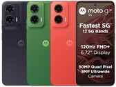Moto G35 5G 有树叶绿、午夜黑和番石榴红三种配色（图片来源：摩托罗拉）
