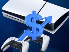 带有美元符号和向上箭头的 PS5 游戏机（图片来源：索尼 PlayStation，有删改）