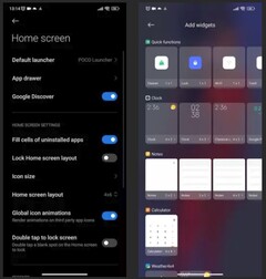 Poco Launcher 4.0 设置与小部件选取器（来源：Xiaomiui）