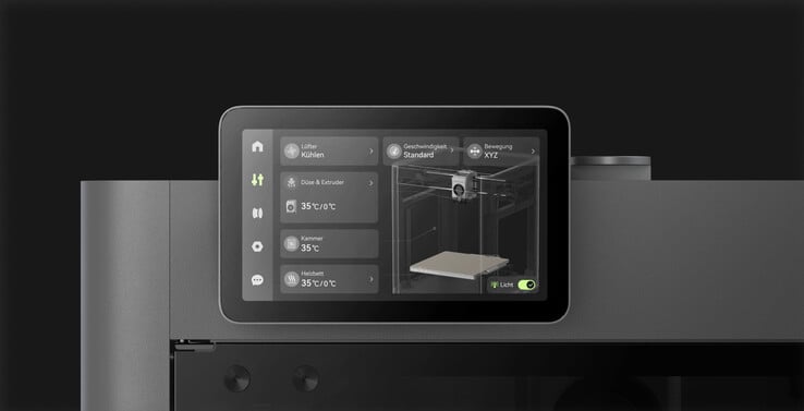 这款 3D 打印机拥有一个大型触摸屏（图片来源：Bambu Lab）