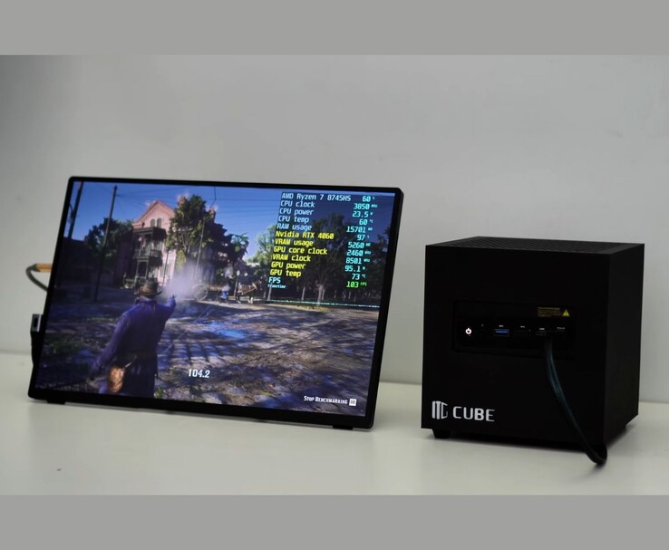 在 ITG Cube 3D 打印迷你 PC 上运行《荒野大镖客2》时，FPS 约为 105，并通过 OCuLink 安装了 RTX 4060 eGPU