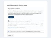 Google 设置页面显示“Keep 活动”开关已设置为“开”