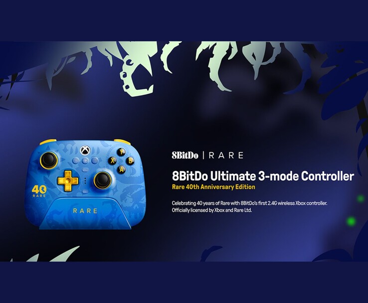 8BitDo Ultimate 3 模式控制器稀有 40 周年纪念版的官方宣传片，展示了控制器的设计和品牌。(图片来源：8BitDo 官方宣传海报）