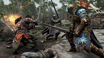来自游戏 ForHonor 的图片，显示骑士们正在战斗。(图片来源：Steam）