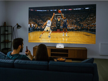 电视柜上的 Optoma GT4000UHD 4K 激光投影机（图片来源：Optoma PR）