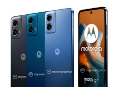 摩托罗拉将销售至少有三种颜色可供选择的 Moto G34 5G，其中一种是皮革外观。(图片来源：MySmartPrice - 已编辑）