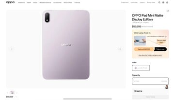Oppo 泰国网站上的 Oppo Pad Mini 产品页面标有占位价格,同时显示唯一可选的配置为 8GB 内存和 256GB 存储空间
