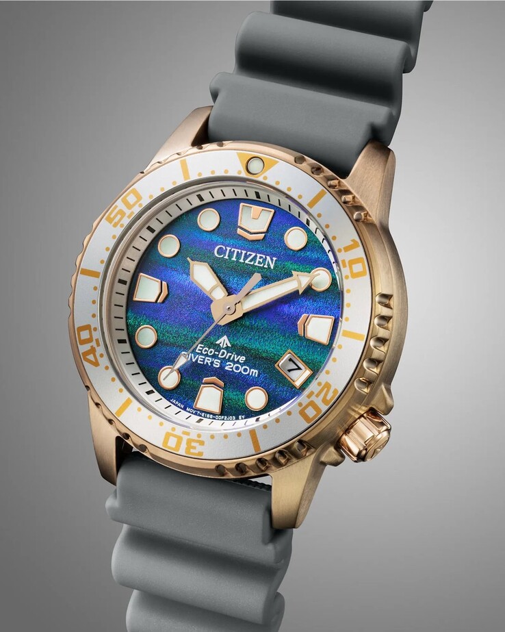 单向表圈上有清晰的分钟刻度，12 点钟位置有一个夜光滚边。