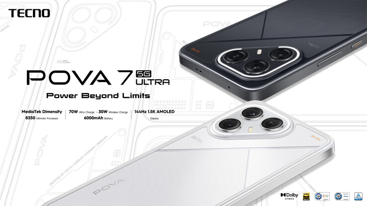 Tecno Pova 7 Ultra 5G 配备 6.78 英寸 1.5K AMOLED 显示屏（图片来源：Tecno）