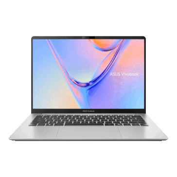 Asus Vivobook S14 正面展示，屏幕已打开