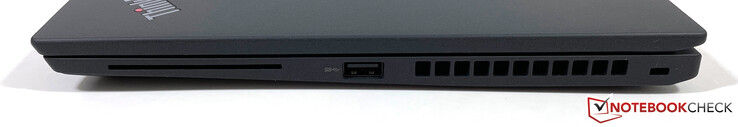 右侧。智能卡读卡器，USB-A 3.2 Gen.1（永远在线），Kensington Nano安全插槽